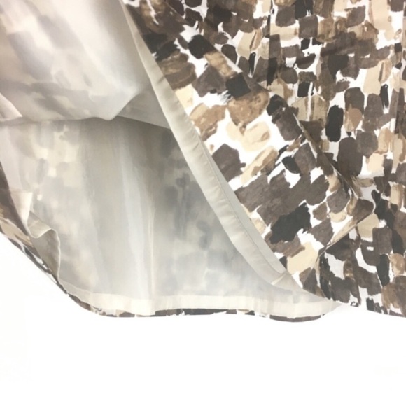 ANN TAYLOR Skirt A Line Flowy Brown Tan Paint Swipe Abstract Neutral Petite 8P - Picture 3 of 9